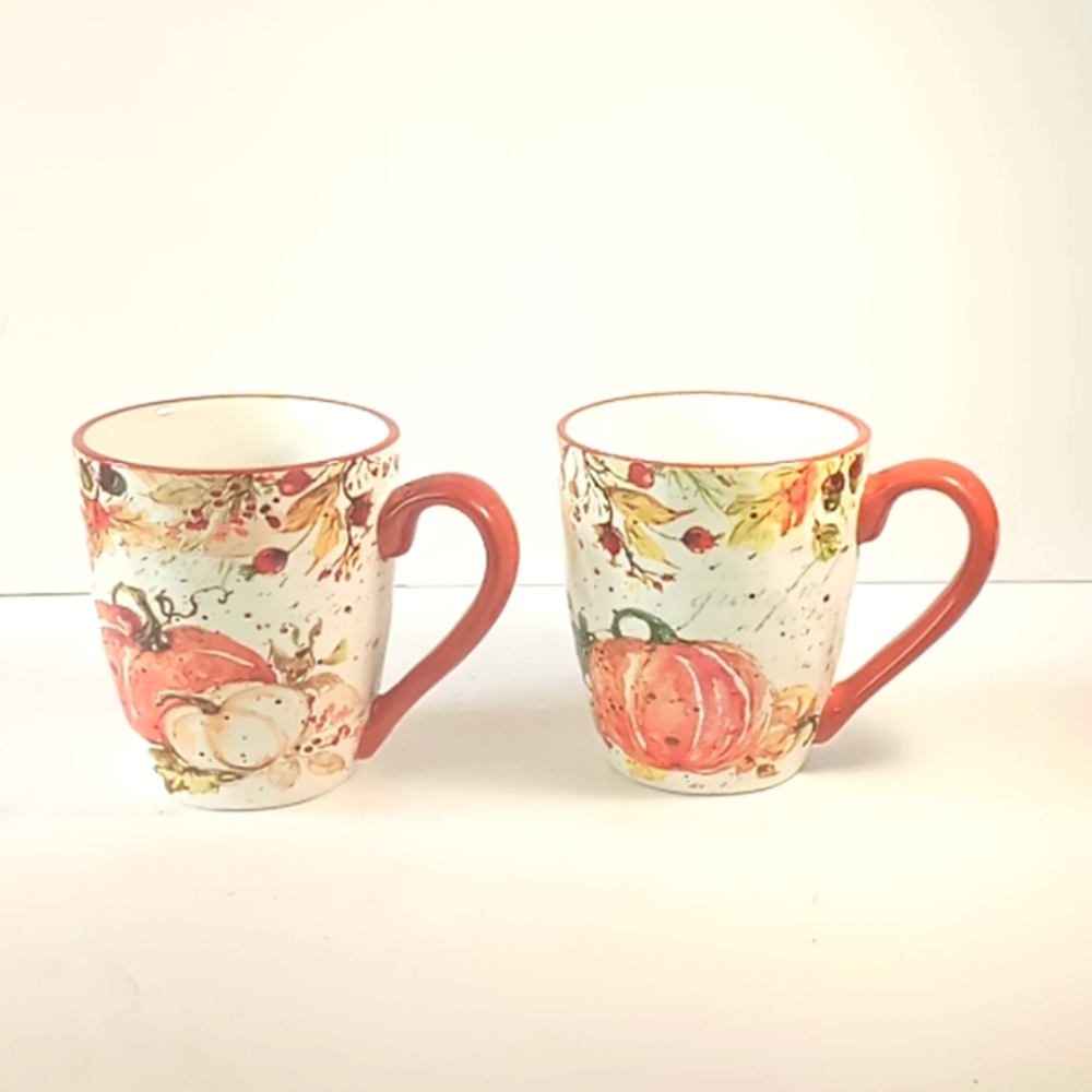 NWT Pumpkin Fall Dimpled Mugs
